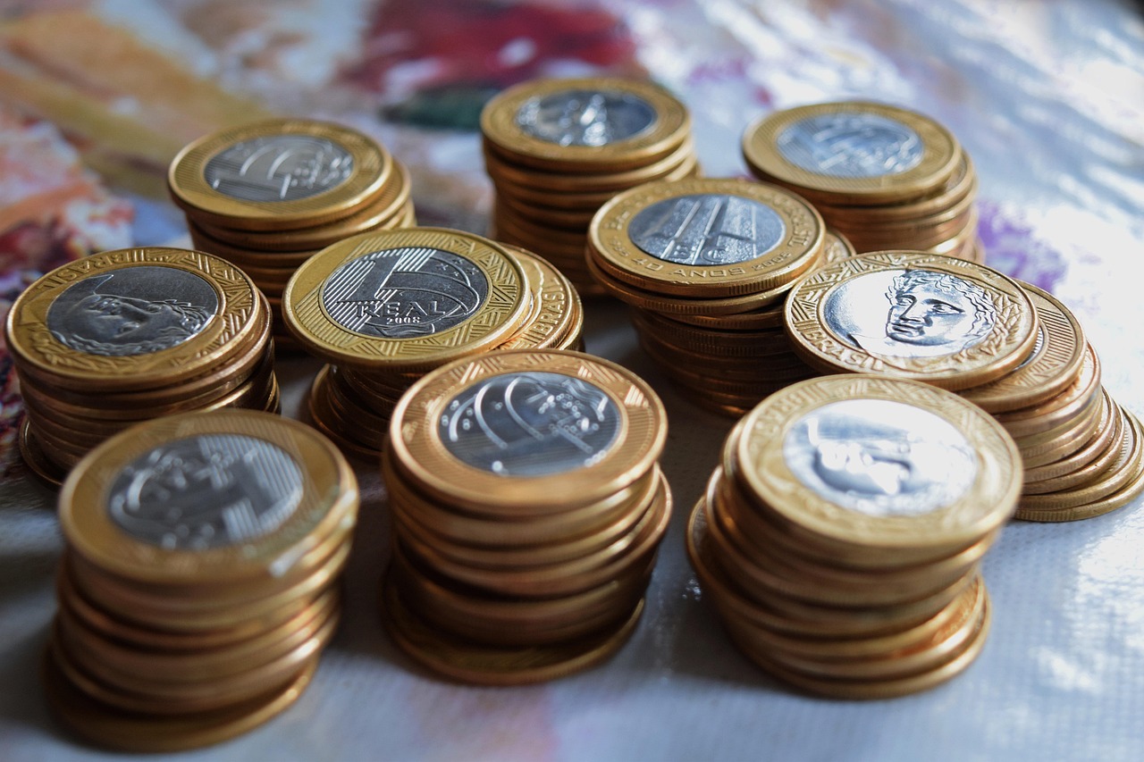 Stosy monet symbolizujące oszczędności i inflację w strefie euro.