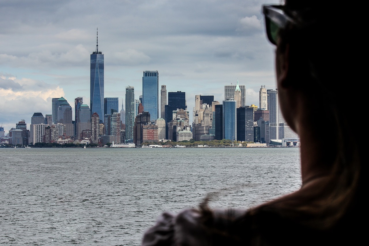 Panorama Nowego Jorku z widokiem na Manhattan, symbol USA.
